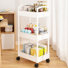 Chariot de rangement mobile blanc ABS 37 x 25 x 70 cm