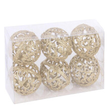 Christmas Tree Ball Ornaments Gold Hollow 6 pcs