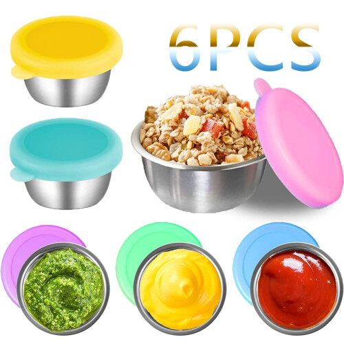 Stainless Steel Condiment Containers with Lids 50ml 6pcs