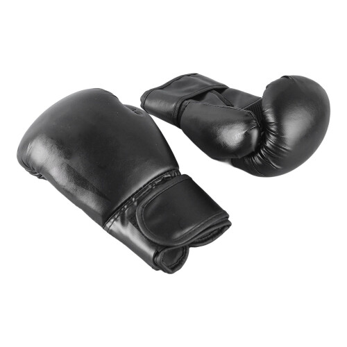 Black 8oz Boxing Gloves PU Hook and Loop Fit