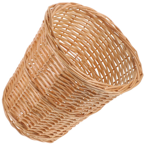 Woven Wicker Trash Basket – Light Yellow, 28.5 x 26 cm