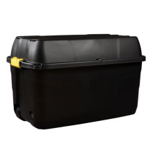 Strata Ward 175 Liter Heavy Duty Storage Trunk with Wheels & Yellow Clips, Black