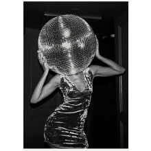Tableau mural vintage disco noir et blanc sur toile 30 x 40 cm