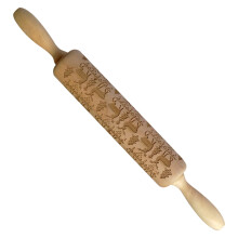 Mattarello in legno con decorazioni natalizie in rilievo, 35 cm
