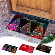 Weihnachtsfußmatte für draußen, rot mit Baummotiv