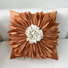 Funda de almohada con diseño de girasoles, poliéster, 45x45 cm, color naranja.