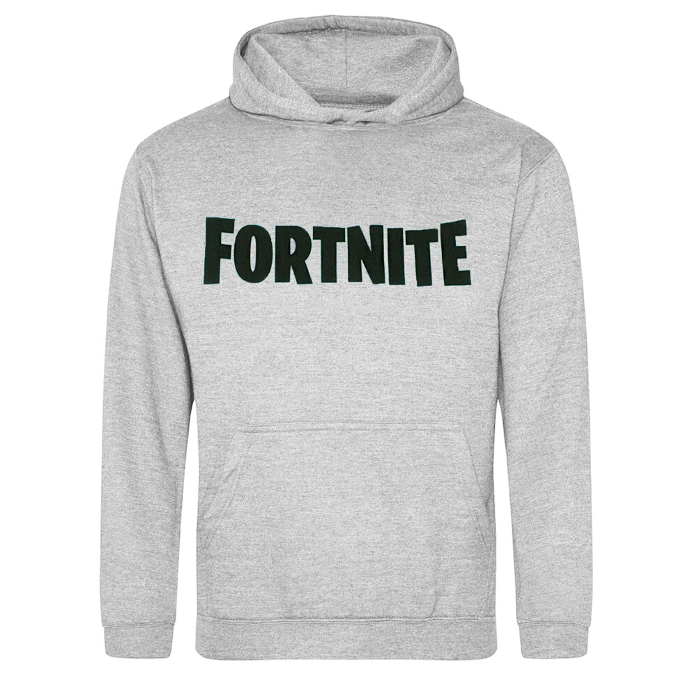 Fortnite (13-14 Years, Grey/Black) Childrens/Kids Logo Drawstring Hoodie