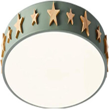 Grand plafonnier pour chambre d'enfant, vert, motif étoile en bois, salon et cuisine
