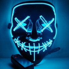 Μάσκα Halloween KING με φωτισμό LED - Μπλε - Για κοστούμι Halloween Cosplay Φεστιβάλ
