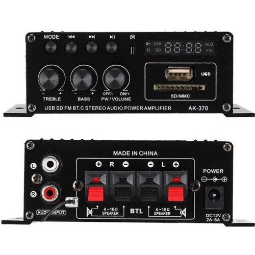 Ενισχυτής ήχου, 12V Mini Digital HiFi Power Amplifier Stereo Amplifier με τηλεχειριστήριο για ηχεία