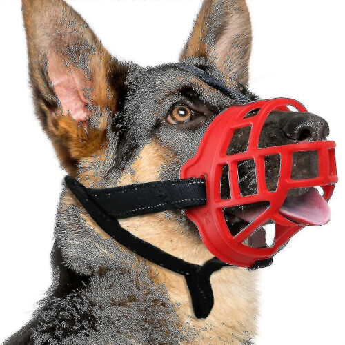 (2, Red) Dog Muzzle, Silicone Basket Muzzle For Small Medium Large Dogs, Soft Cage Muzzle Prevent Biting Chewing, Allow Drinking Panting