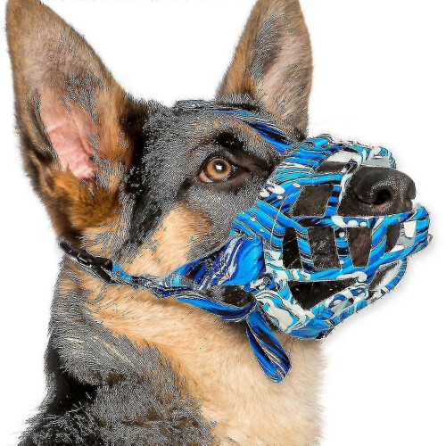 (1, White Blue) Dog Muzzle, Silicone Basket Muzzle For Small Medium Large Dogs, Soft Cage Muzzle Prevent Biting Chewing, Allow Drinking Panting