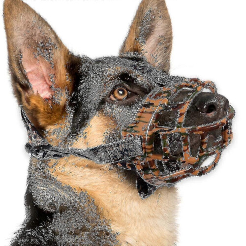(3, Camouflage) Dog Muzzle, Silicone Basket Muzzle For Small Medium Large Dogs, Soft Cage Muzzle Prevent Biting Chewing, Allow Drinking Panting