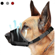 (L, Black) Dog Muzzle, Soft Nylon Anti-dropping Muzzle, Air Mesh Breathable Drinkable Dog Muzzle With Adjustable Loop