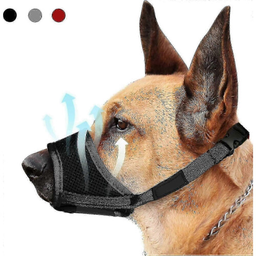 (S, Black) Dog Muzzle, Soft Nylon Anti-dropping Muzzle, Air Mesh Breathable Drinkable Dog Muzzle With Adjustable Loop