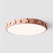 Grand plafonnier rose en bois, motif étoile, pour chambre d'enfant, salon et cuisine.