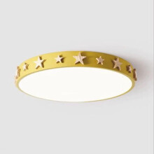 Grand plafonnier pour chambre d'enfant, jaune, motif étoile en bois, salon et cuisine