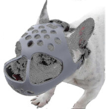 (M, Grey) Short Snout Dog Muzzle,soft Silicone Adjustable Breathable Bulldog Muzzle For French Bulldog Shih Tzu And Pug For Biting Chewing Training