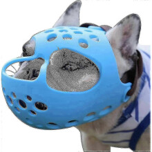 (L, Blue) Short Snout Dog Muzzle,soft Silicone Adjustable Breathable Bulldog Muzzle For French Bulldog Shih Tzu And Pug For Biting Chewing Training
