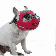 (M, Red) Silicone dog muzzle short snout flat faced soft 2025