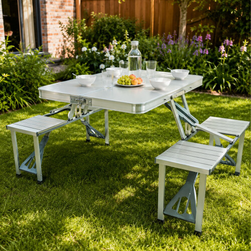 Portable Aluminium Camping Table & Chairs Set