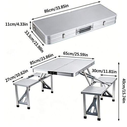Portable Aluminium Camping Table & Chairs Set 2