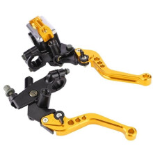 GOTOTOP Master Cylinder Levers 1 Pair 7/8" (22mm) Universal Motorcycle Brake Clutch Master Cylinder Reservoir Levers Gold