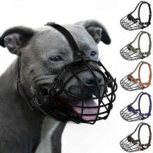 Breathable Metal Basket Muzzle for Large Dog Breeds Amstaff and Staffordshire Terrier