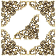 Set of 12 antique metal corner protectors for photo albums and wooden boxes, multiple colors, LARGEIGHT