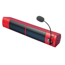 Bluetooth Surround Sound Subwoofer Speaker for Laptop PC, USB Wired Dual Music Player with Microphone - Red