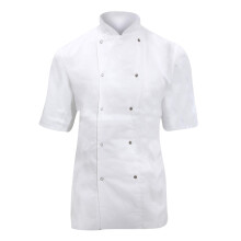 (XS, White) Dennys Womens/Ladies Lightweight Short Sleeve Chefs Jacket / Chefswear (Pack of 2)