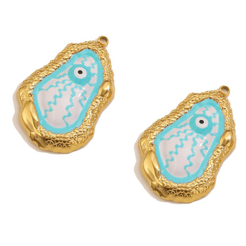 2 Pieces Mysterious Devil Eye Charms With Retro Drip Oil-Blue