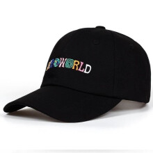 Baseball Cap, 100% Cotton with ASTROWORLD Embroidery, Dad Hat, Happy Face Travis Scott - Dark Gray