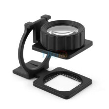 15X Portable Folding Magnifier with Lens Stand, Magnification, and Measuring Scale