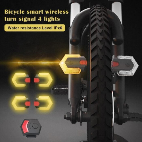 Smart Wireless Bicycle Turn Signals, Front and Rear LED Direction Indicator Bicycle Accessory