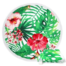 Round mandala beach towel in ultra-thick cotton with fringes - White - Diameter 150cm