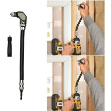 Flexible 1/4" right-angle drill/screwdriver attachment for woodworking