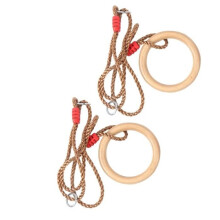 2pcs/set Wooden Gymnastics Fitness Ring with Rope, Wooden Swing Rings for Children's Playhouse