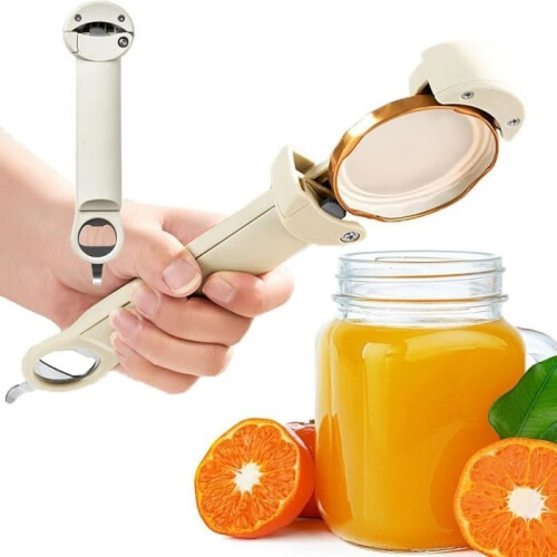 Screw-type jar opener, manual, adjustable multi-function bottle opener, can opener, multi-function can opener, kitchen utensil