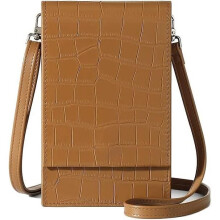 David Jones - Women's Mobile Phone Crossbody Bag - Small Shoulder Bag - Elegant Faux Leather Clutch - Brown
