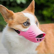 Dog Muzzle, Soft Duck Silicone Mouth Cover with Adjustable Strap for Small Medium Dogs, Best to Prevent Barking, Biting, and Chewing(Pink,XL)