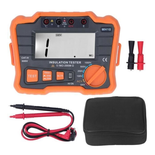 TBEST Digital Megohmmeter - Electrical Earth Resistance Insulation Tester - Orange