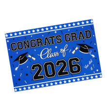 Elegant Black Gold Graduation Photo Booth Backdrop For-Blue