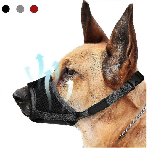 (S, Black) Dog Muzzle, Soft Nylon Anti-dropping Muzzle, Air Mesh Breathable Drinkable Dog Muzzle With Adjustable Loop