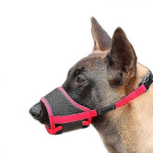 (L, Red) Dog Muzzle, Soft Nylon Anti-dropping Muzzle, Air Mesh Breathable Drinkable Dog Muzzle With Adjustable Loop