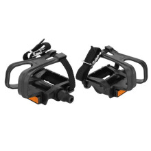 Bicycle pedals with clips - VINGVO - White - Durable nylon toe clips and straps