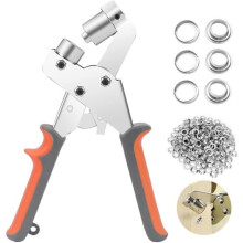 PRUMYA Professional Eyelet Punch with 500 x 10mm Diameter Metal Eyelets for Leather, Fabric, Tarpaulin, and PVC Curtains