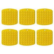 Set of 6 heat-resistant silicone trivets for hot dishes and casseroles.
