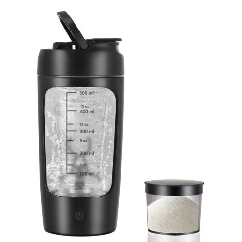 650ml Electric Protein Shaker with Protein Powder Storage Container, Portable Shaker Cup for Protein Drinks