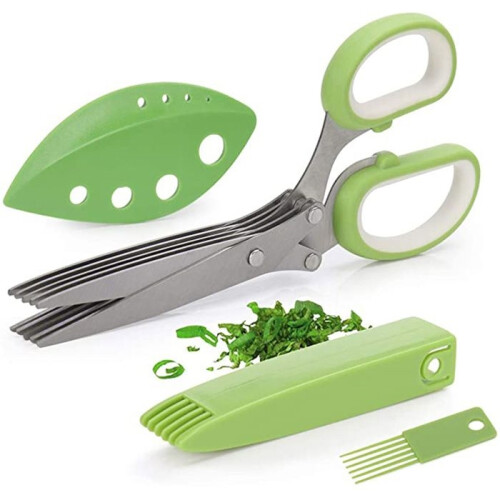 5-Blade Kitchen Gadgets: Knife Grinder, Multi-Purpose Kitchen Scissors with Lid, Brush Blade Peeler